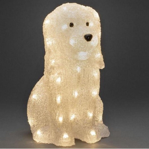 Weihnachtsfigur LED Acryl sitzender Hund