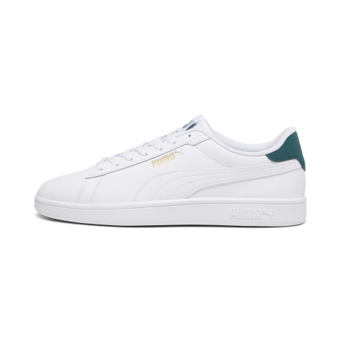 PUMA Smash 3.0 L Sneakers, Schuhe, Weiß/Malachite/Gold, 40.5