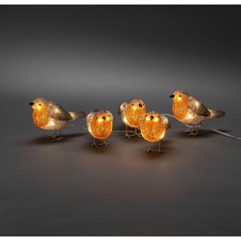 Lichterkette LED 5 Vögel Herbstfarben