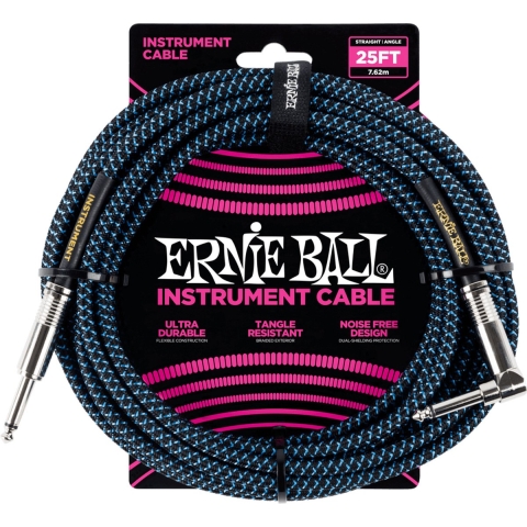 Ernie Ball EB6060 Instrumentenkabel Gewebe 7,62m lang gerade/gewinkelt