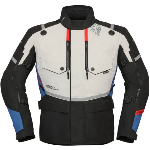 MODEKA Trohn, Men's textile motorcycle jacket, Light Grey Noir Bleu