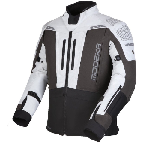 MODEKA Hydron Jacket, Men's textile motorcycle, Light Grey-Dark Grey-Black