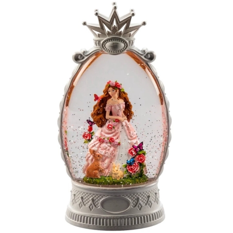 Schneelaterne Prinzessin 26,5 x 13,5 cm LED antikweiß