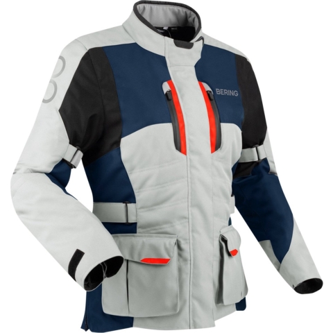 BERING Lady Siberia Jacket, Women's textile motorcycle, Grey-Blue-Red