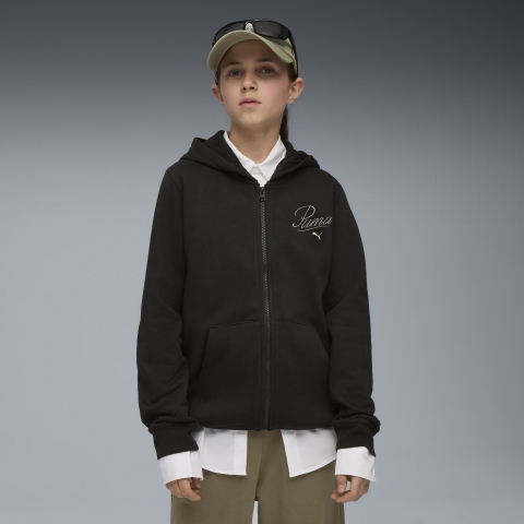 PUMA Essentials Script Kapuzenjacke Teenager, Accessoires, Schwarz, 11-12Y