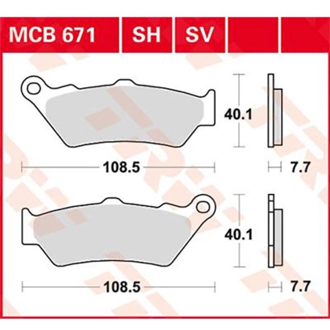 TRW Brake pads, and shoes for motorcycles, MCB671SH Sinter street