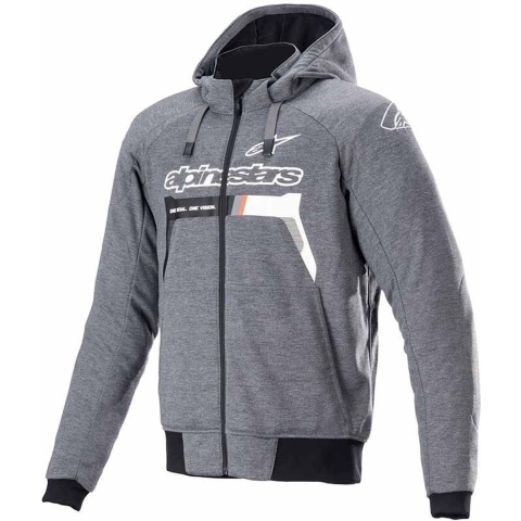 ALPINESTARS Chrome Ignition Hoodie, Men's motorcycle, Melange-Dark Grey-White
