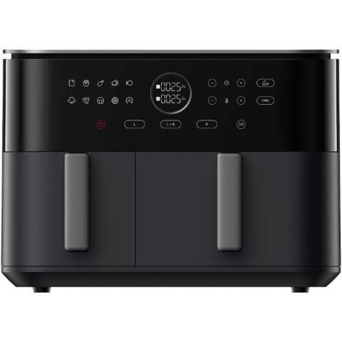 Xiaomi Dual Zone schwarz | Heißluftfritteuse | 10L (3.5L + 6.5L) | 101 Rezepte in der Cloud | 9 Modi | SYNC-Funktion | Touchbedienung | 2700 Watt