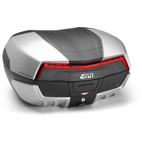 GIVI V58 Maxia 5 Monokey Top Case, boxes and side boxes for motorcycles, red reflectors, matt grey finish