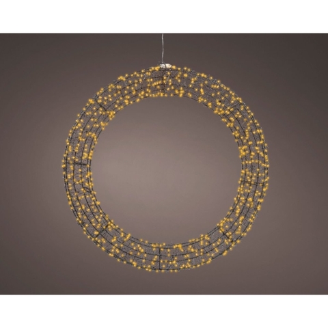 Classic warm 720 Micro-LED beleuchteter Kranz Rahmen schwarz Durchmesser 58 cm