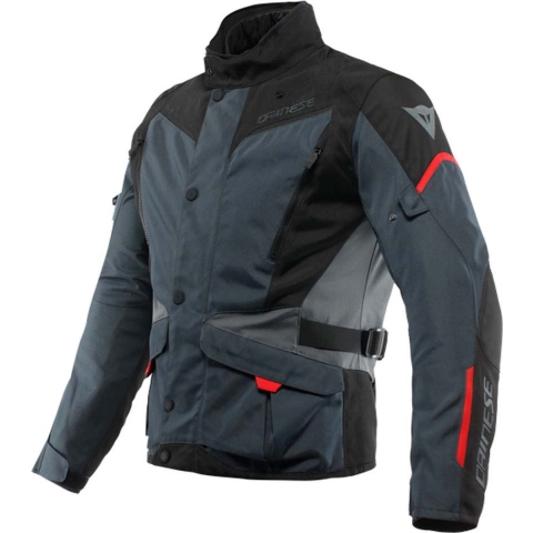 DAINESE Tempest 3 D-Dry Jacket, Men's textile motorcycle, Ebony-Black-Lava Red