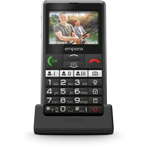 Emporia PURE-LTE schwarz | Seniorenhandys | Schnelle Hilfe | Hörgeräte kompatibel | Spritzwasserschutz | Direkttasten | 2MP Kamera