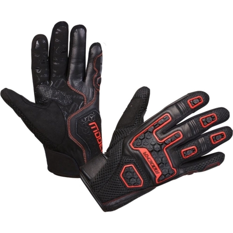 MODEKA Dracon, Motorcycle summer gloves, Black-Red