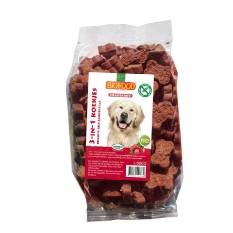 Biofood 3-in-1 Hundekekse mit Canneberge 500g